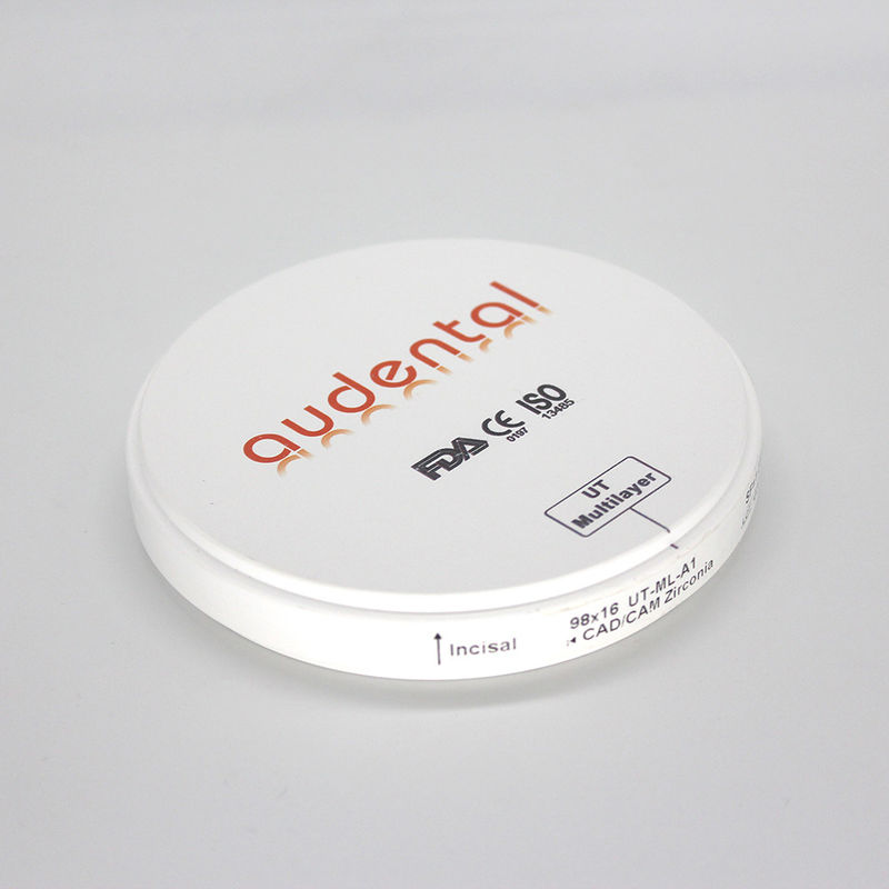 12-25 มิลลิเมตร หนาหลายชั้น Zirconia บล็อก ด้วยความแข็งแรง 600Mpa UT ML Yttria ยืนยัน Zirconia