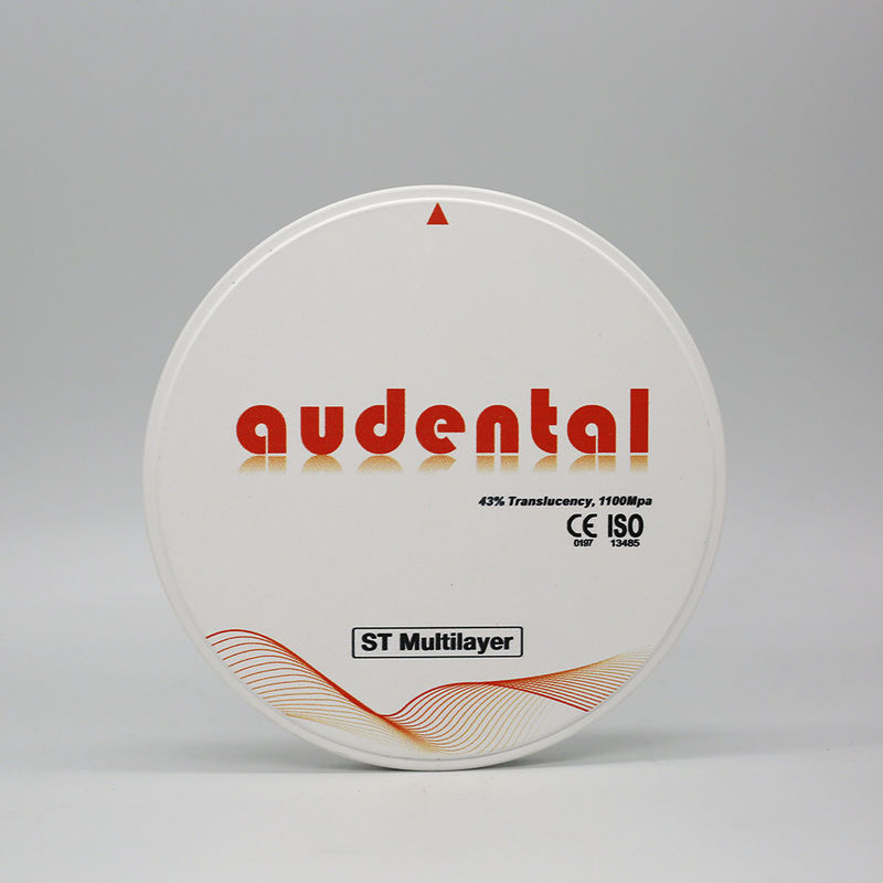 1100Mpa 43% แพร่ใส ST หลายชั้น Zirconia บล็อกสําหรับ veneers เรียบเรียบ Vita 16 สี