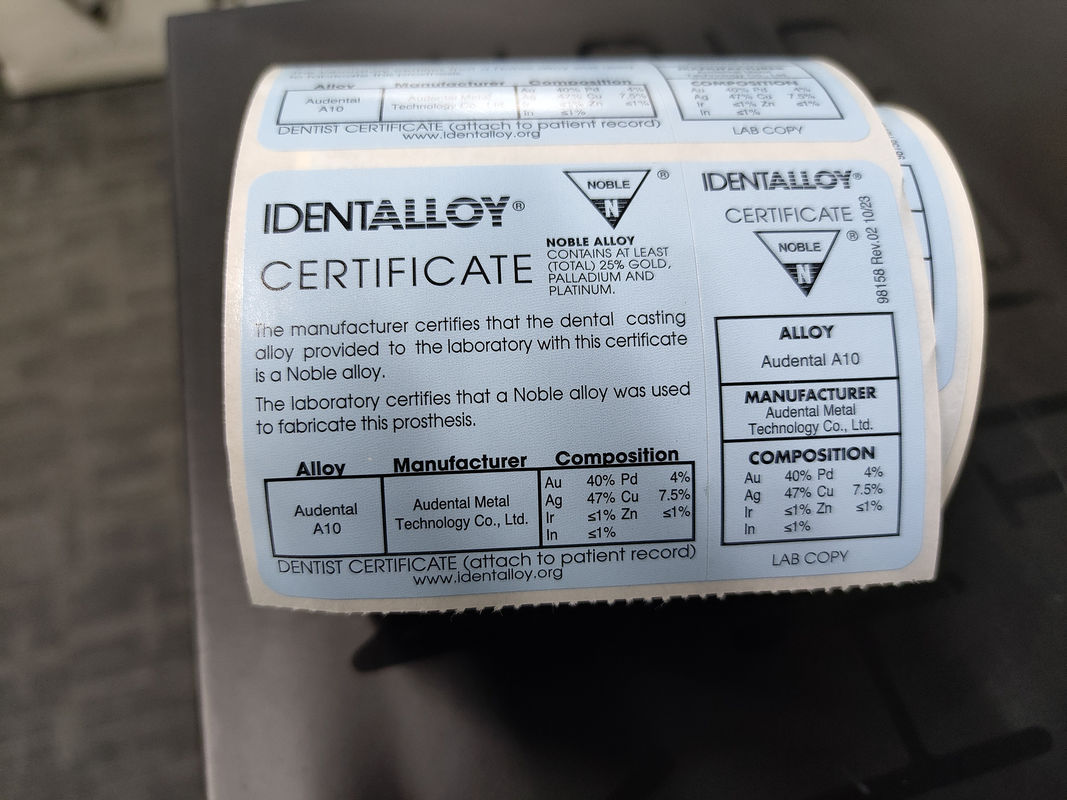 Audental A10 โลหะเกียรติศักดิ์ศรี สีเหลือง Au40% สําหรับการซ่อมบํารุงมงกุฎและสะพาน