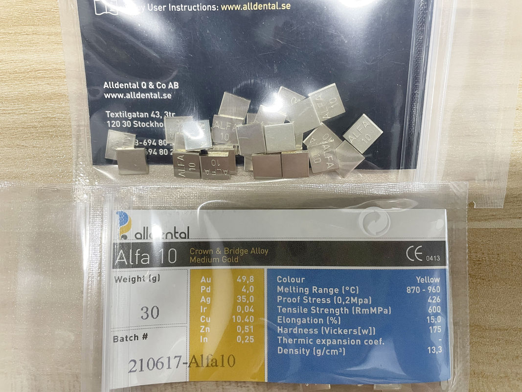 Audental A42 NOBLE ALLOY /Crown Bridge Alloy /Yellow/Au49.5% สารสกัดฟันระดับมืออาชีพสําหรับการใช้งานใน Crown และ Bridge