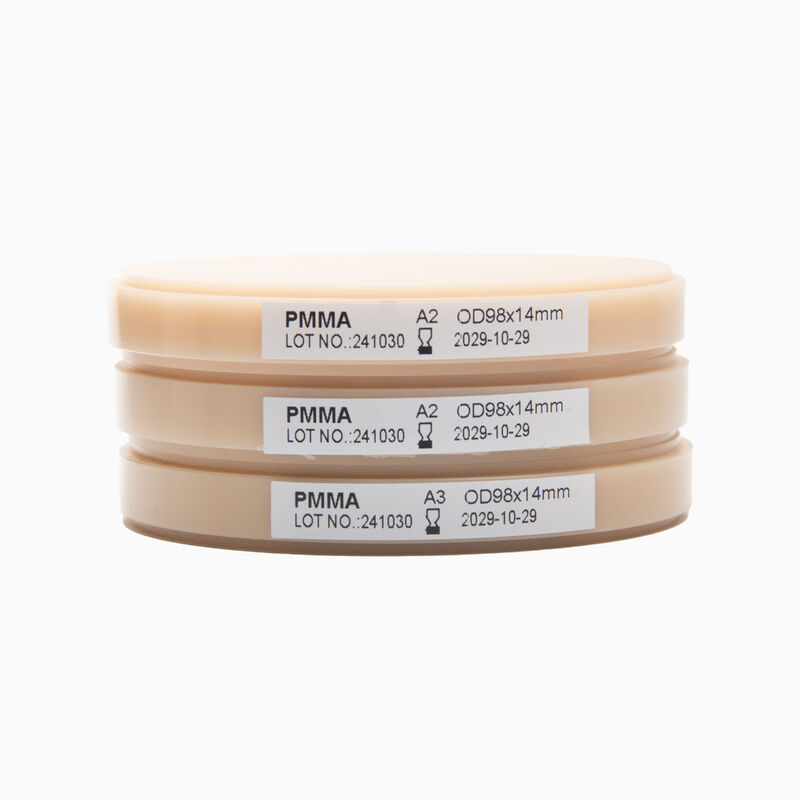 วัสดุการบดห้องปฏิบัติการทันตกรรม สีชมพู-A2 PMMA Block สําหรับฟันเทียมเต็ม 98mm/95mm ขนาดและรูปร่าง