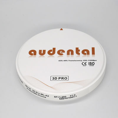 บล็อกซิรคอนิโมนีม Audental ขนาด 98 มม ความแข็งแรงสูง 650-1100Mpa บล็อกซิรคอนิโมนีมขาวสําหรับห้องปฏิบัติการทันต CAD CAM ระบบบด