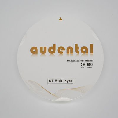 1100Mpa 43% แพร่ใส ST หลายชั้น Zirconia บล็อกสําหรับ veneers เรียบเรียบ Vita 16 สี