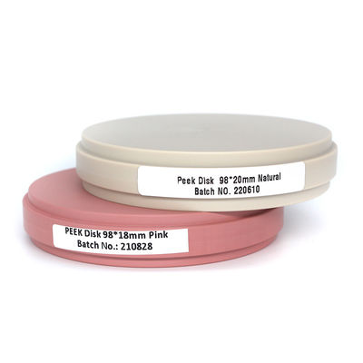 สีเหลืองสีชมพูสีขาวธรรมชาติ PEEK Block สําหรับมงกุฎและสะพานชั่วคราว