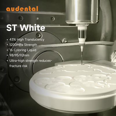 1200mpa ความแข็งแกร่งสูง ST สีขาว Zirconia ขาว 43% โบล็อก Zirconia ฟัน