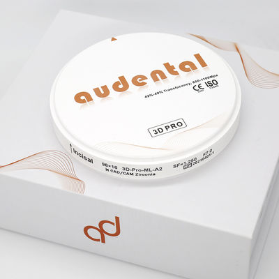 บล็อกเซอร์โคเนียสำหรับงานทันตกรรมเซรามิก Audental Cad Cam สีขาว ST/DST 3D PRO แผ่นดิสก์เซอร์โคเนียเปล่า