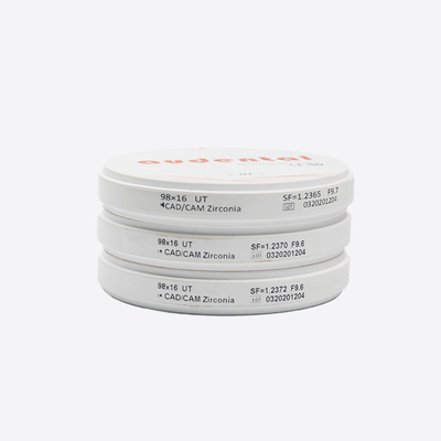 UT/DUT สีขาว ซิรคอนีย์ฟัน Disc 600Mpa 49% โบล็อกซิรคอนีย์ฟันโปร่งใส